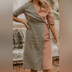 Roolee | Plaid Wrap Dress Playful Pattern Play, size XXS